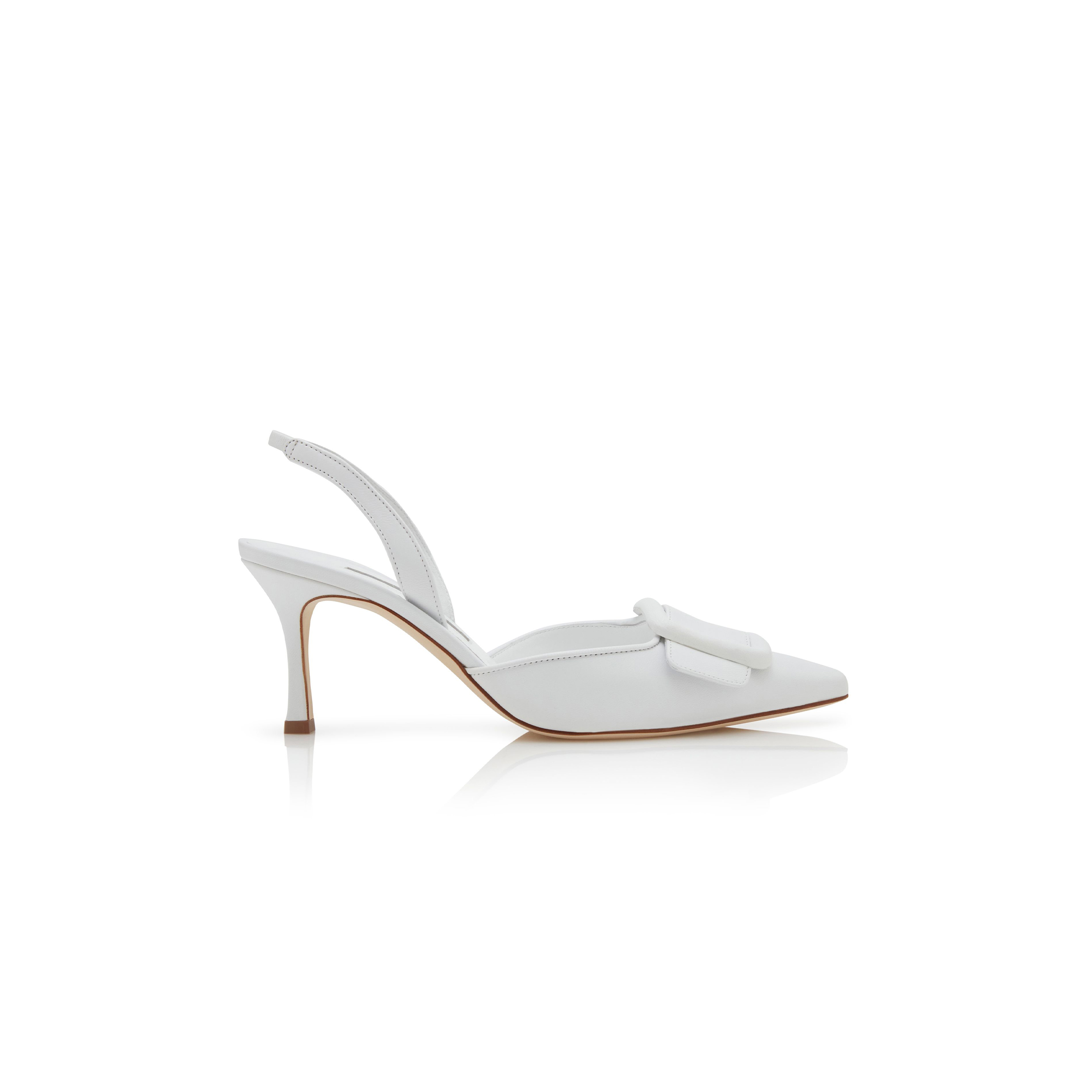 MANOLO BLAHNIK MAYSLI WHITE NAPPA LEATHER SLINGBACK PUMPS 219-0254-0005 MANOLO BLAHNIK MAYSLI WHITE NAPPA LEATHER SLINGBACK PUMPS 219-0254-0005